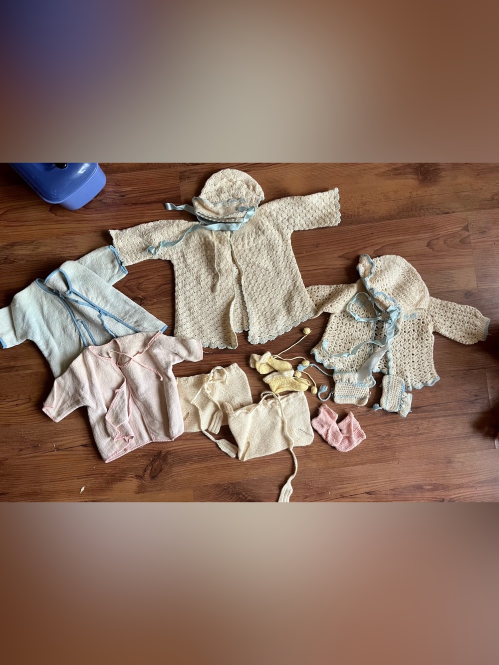 Vintage Handmade Knit & Crochet Baby Layette Clothes Lot